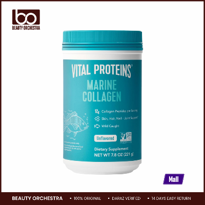 Picture of Vital Proteins Marine Collagen Peptides Powder Supplement for Skin Hair Nail Joint - Hydrolyzed Collagen - 12g per Serving - 7.8 oz Canister - 221gm