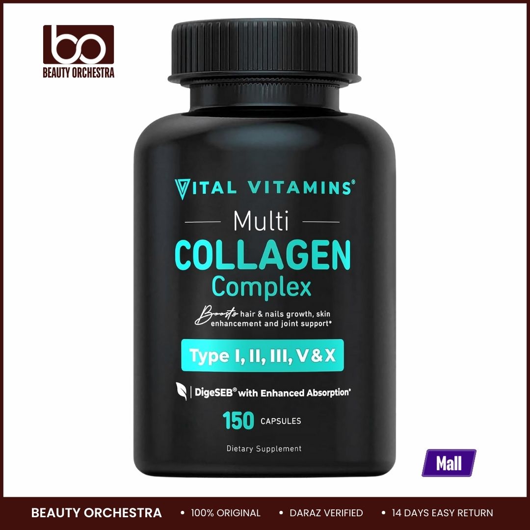 Picture of Vital Vitamins Multi Collagen for Women & Men - Type I, II, III, V, X - Grass Fed, Non-GMO - 150 Capsules