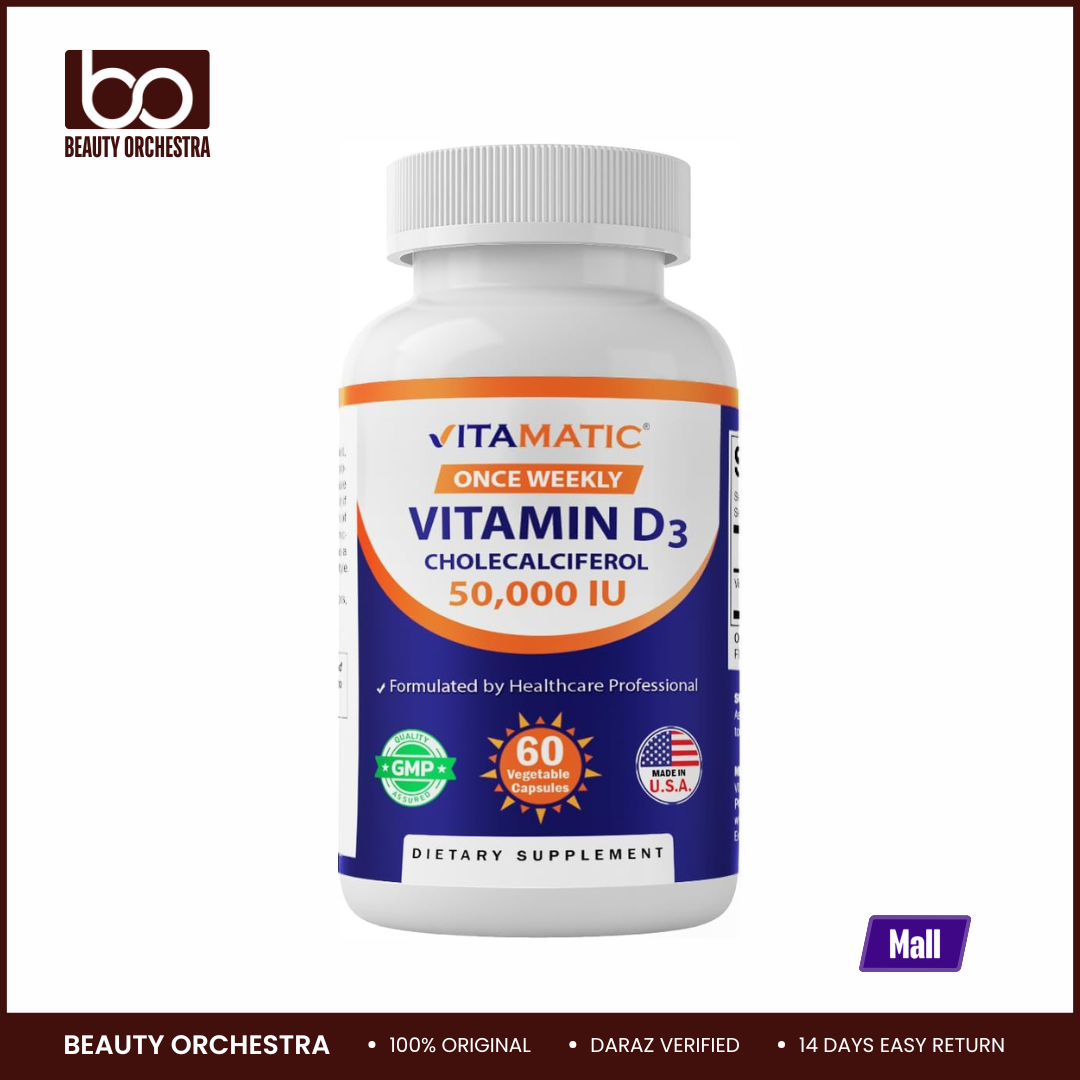Picture of Vitamatic Vitamin D3 50,000 IU (as Cholecalciferol) Once Weekly Dose 1250 mcg 60 Veggie Capsules