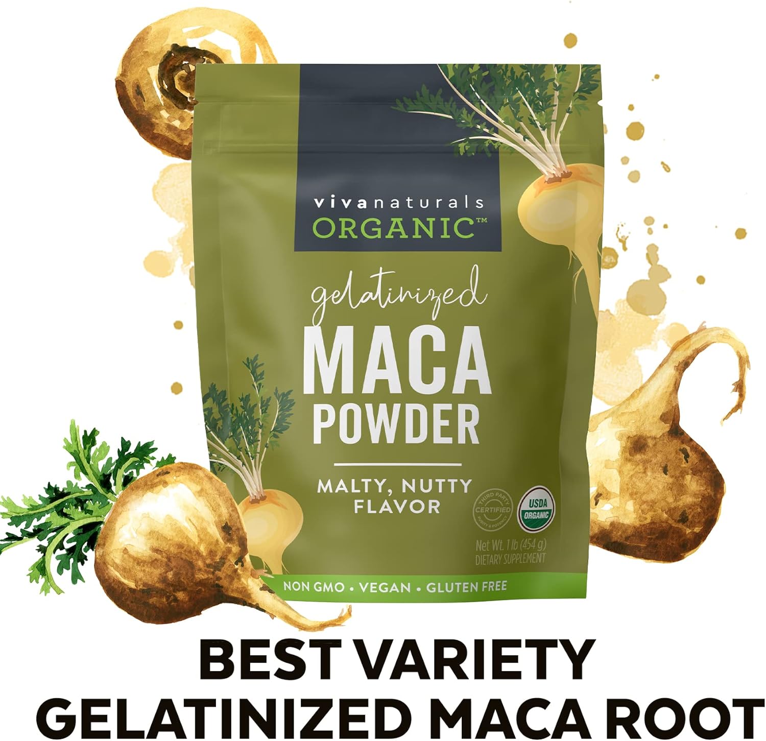 Picture of Viva Naturals, Organic Gelatinized Maca Powder, 1 lb (454 g)