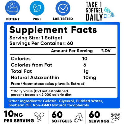 Picture of We Like Vitamins Astaxanthin 10mg - 60 Capsules