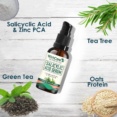 Picture of WishCare 2% Salicylic Acid Serum for Active Acne/Acne Marks & Blackheads with Zinc PCA Tea Tree & Green Tea - 30 ml