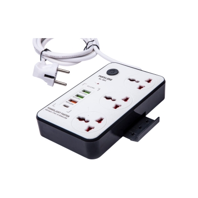Picture of Maxline  Durable Multiplug Model: ML-804, 3 Sockets & 4 USB Fast Charging Multiplug Power Strip-2 Miter Wire/7 Fit Cable: