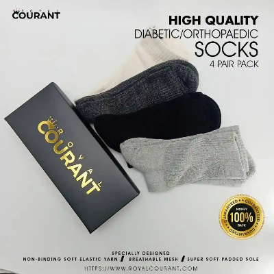 Picture of Diabetic Socks for Men & Women - pack of 4 - Seamless, moisture-wicking diabetic crew length 