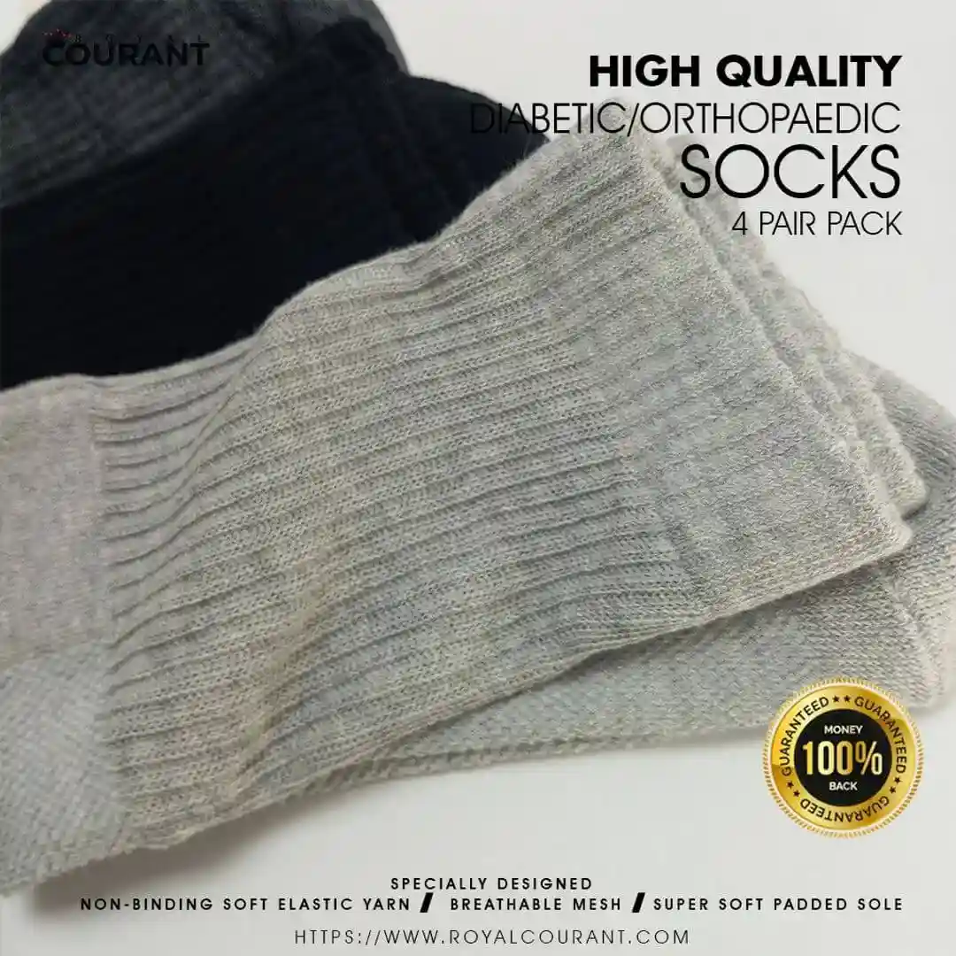 Picture of Diabetic Socks for Men & Women - pack of 4 - Seamless, moisture-wicking diabetic crew length 