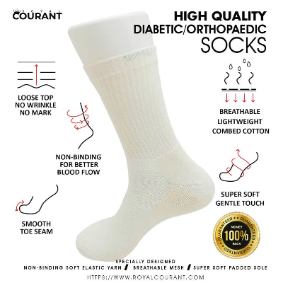 Picture of Diabetic Socks for Men & Women - pack of 4 - Seamless, moisture-wicking diabetic crew length 