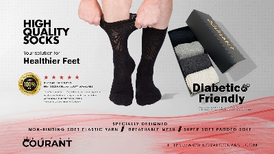 Picture of Diabetic Socks for Men & Women - pack of 4 - Seamless, moisture-wicking diabetic crew length 