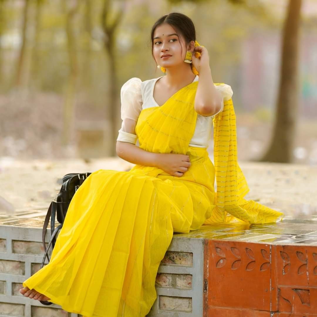 Picture of Whimsical Indispensable -Quality And Durablity -Fashionable Half Silk Chumki Tangail Tat Saree For Women - Sari- Innovative