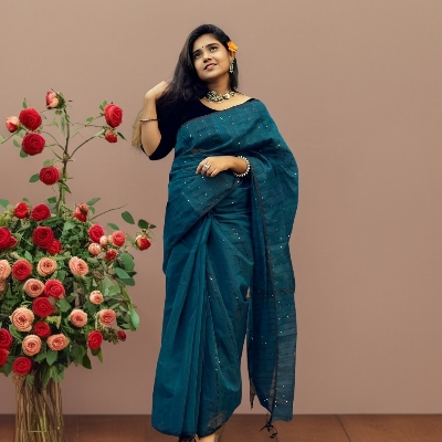 Picture of Half Silk Chumki Saree Without Blouse Piece for Women- Suitable for All Season and Occasions