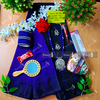 Picture of Tangail Soft Hafslik Saree Combo set For Woman (Premium Quality)