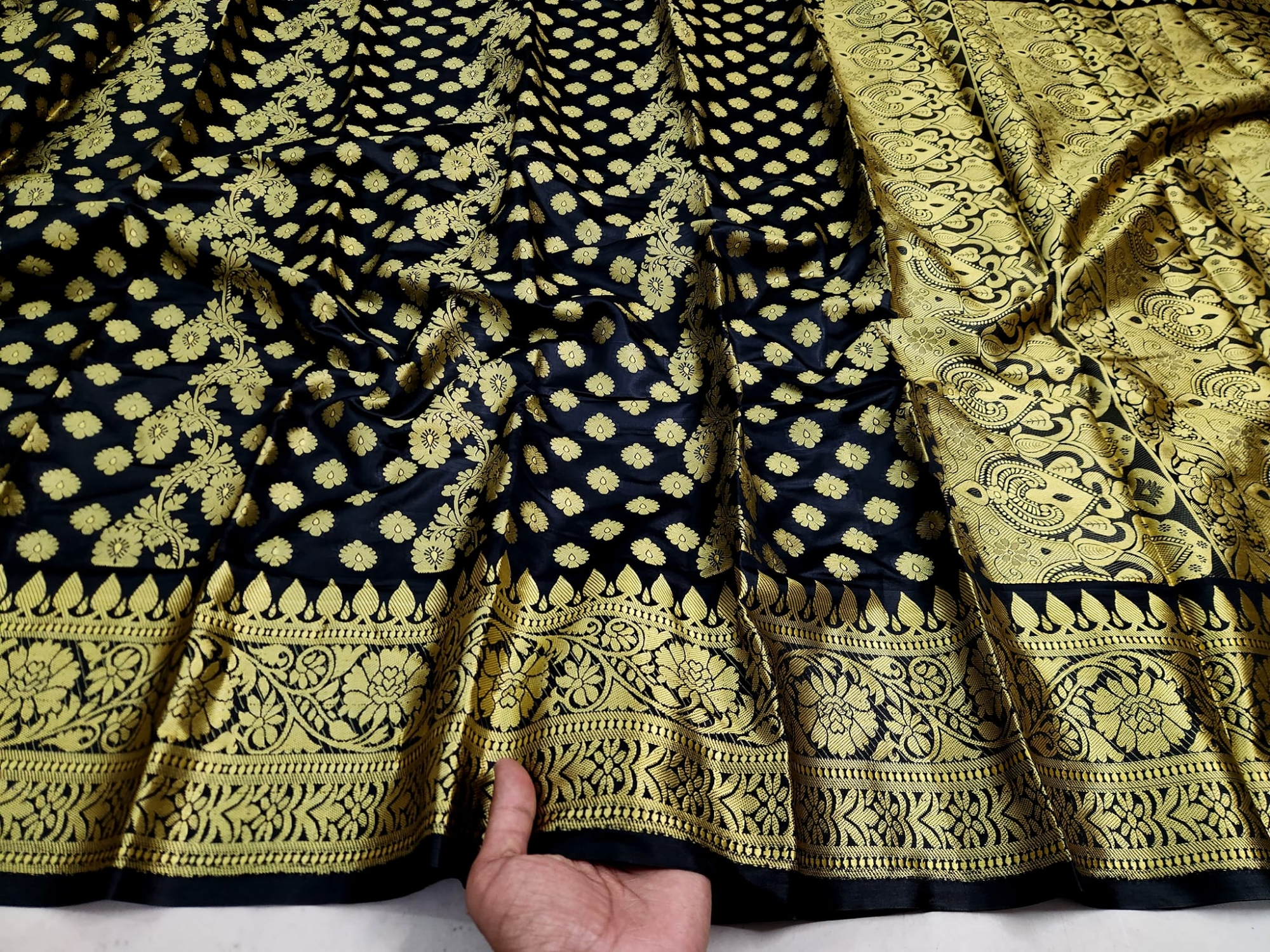 Picture of Tangail Katan Saree Combo Set for Women - Saree Churi Necklace Gazra Chocolate Mirror Etc