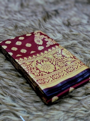 Picture of Exclusive Tangail Katan Saree Without Blouse Piece For girls and Women