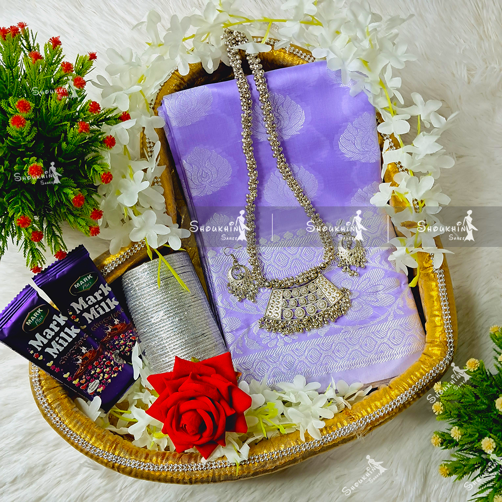 Picture of Fashionable Combo Set For Women Silk Katan Saree Combo Gift Set For Girls (Student Budget)