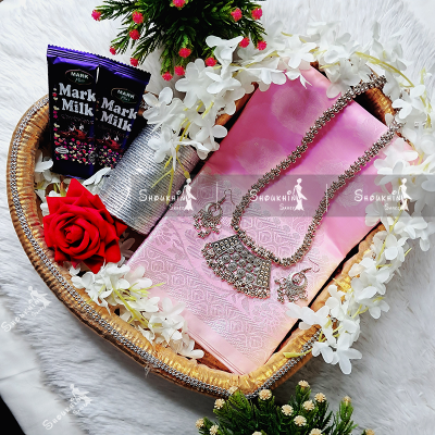 Picture of Fashionable Combo Set For Women Silk Katan Saree Combo Gift Set For Girls