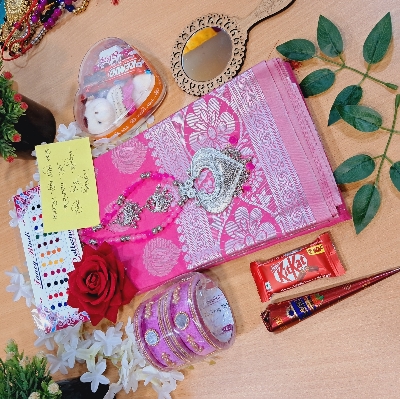 Picture of Exclusive Fashionable Saree Combo Set For Women Silk Katan Saree Combo Gift Set For Girls