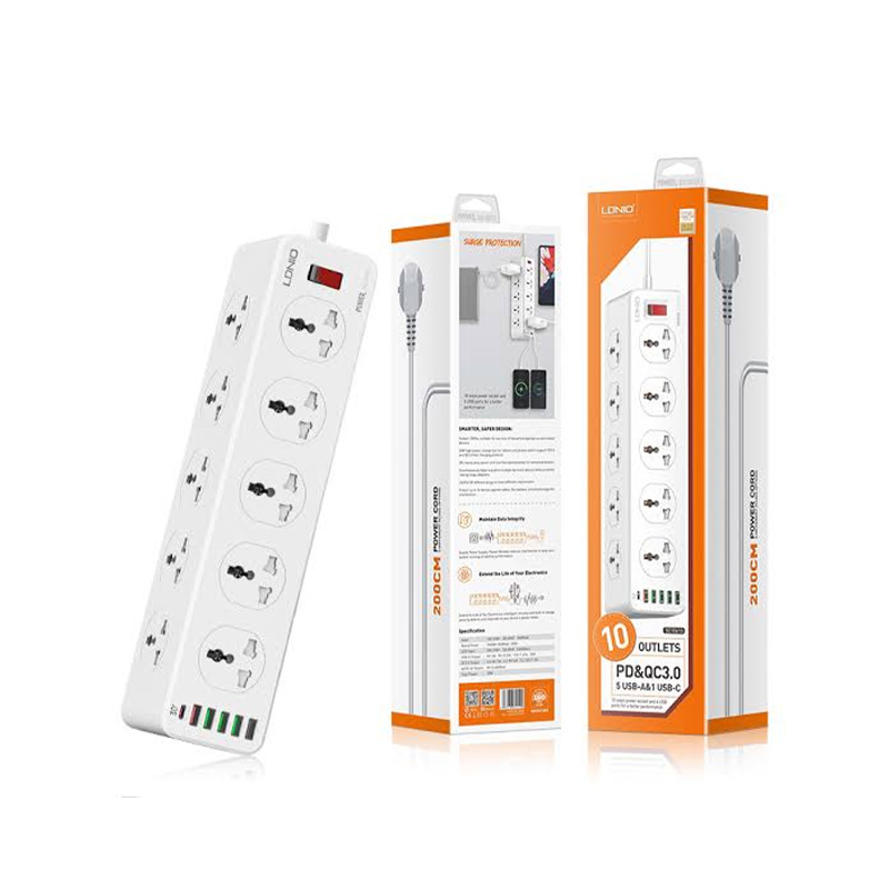 Picture of LDNIO SC10610 Power Strip With 10 Sockets & 30W 6-Port USB Charger