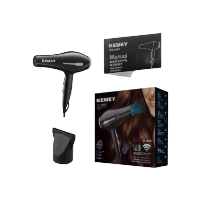 Picture of Kemey KM- 2376 3000W ( 2 in 1 ) Powerful-Professional-Heavy-Duty-Hair- Dryer-for-Unisex - Black