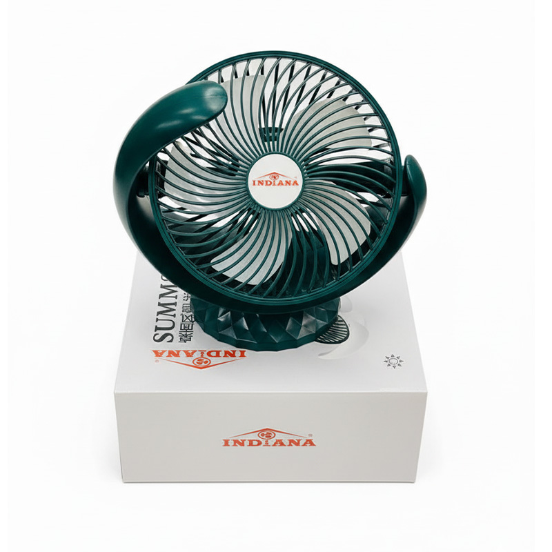 Picture of Mini Table Fan INDIANA IRF 881B with battery 3 - 7 Hours backup with 3 speed mode, using for desk, home car