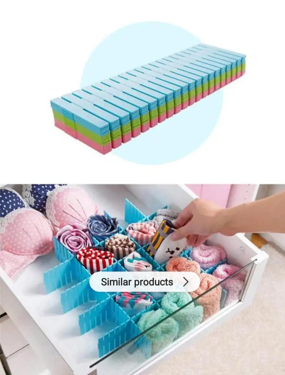 Picture of Adjustable Plastic Grid Drawer Organizer Multi-Purpose Drawer Storage Divider Adjustable Cabinet Storage Divider (6pcs)