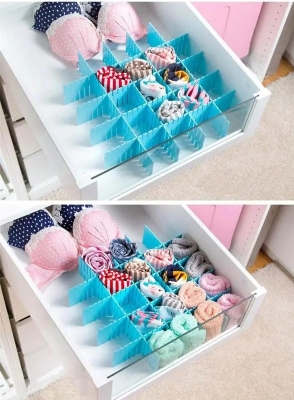 Picture of Adjustable Plastic Grid Drawer Organizer Multi-Purpose Drawer Storage Divider Adjustable Cabinet Storage Divider (6pcs)