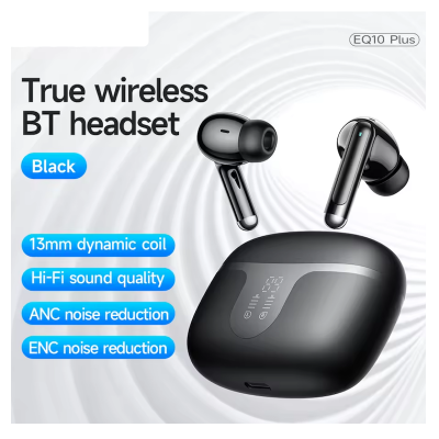 Picture of Hoco EQ10 Plus Harmony ANC + ENC TWS Earbuds | Bluetooth 5.4 | 13 mm Drivers | 7 H Playback (6 H ANC) | 300 mAh LED Display Case | Dual‑Device Pairing | Auto‑Pair | Touch Volume Slide | Type‑C Charge | IPX5