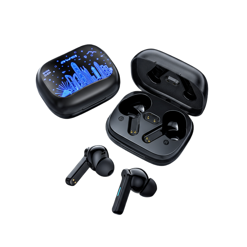 Picture of Awei | T53 ANC TWS Wireless Earbuds | Bluetooth 5.3, ANC+ENC, 10mm Driver | 7h Playtime, 300mAh Case, USB-C Fast Charge | Low-Latency Gaming, RGB Lights, IPX6 | For Android & iPhone