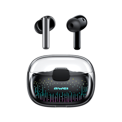 Picture of Awei | T52 ANC TWS Wireless Earbuds | Bluetooth 5.3 ANC+ENC | 10mm Driver | 6–8h Playtime, 300mAh Case | Low-Latency Gaming Mode, RGB Breathing Lights, IPX6 | USB-C | For Android & iPhone.