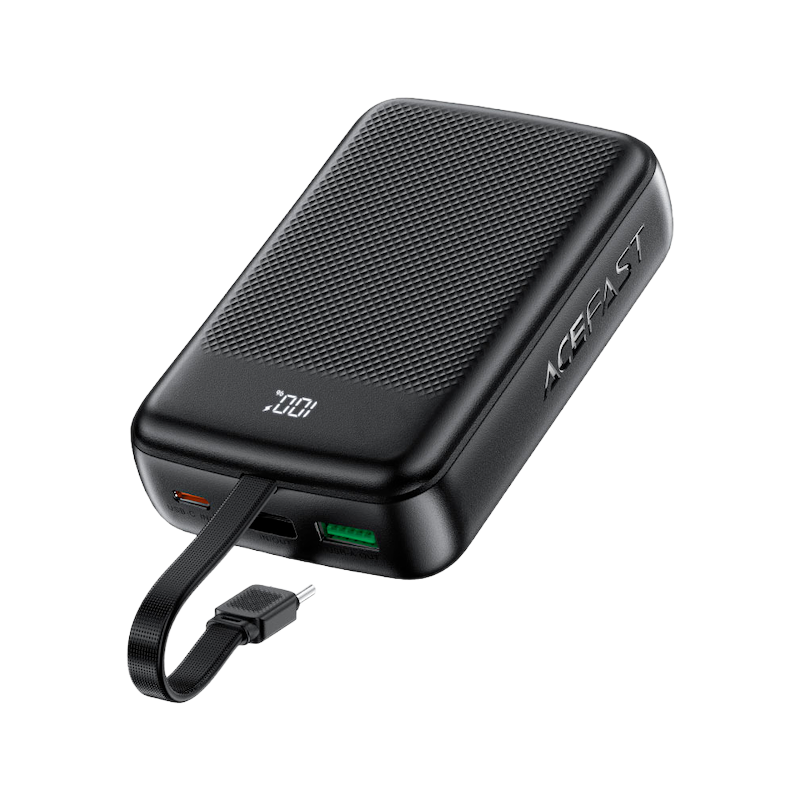 Picture of ACEFAST | M14 PD22.5W 20000mAh Power Bank with Built-in USB-C Cable | 22.5W USB-C & USB-A Fast Charge | PD3.0/PPS/QC4+ | LED Digital Display, Pass-Through | 113×71.5×30mm, 328g | For Android & iPhone.