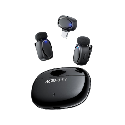 Picture of ACEFAST | R2 Wireless Lavalier Microphone (2TX + 1RX, USB-C Receiver) | 360° Omnidirectional | AI Noise Reduction | 30ms Low Latency, 15m Range | 300mAh Case + 60mAh Mics (~4h, ~20h Total) | For Android & iPhone 15/16