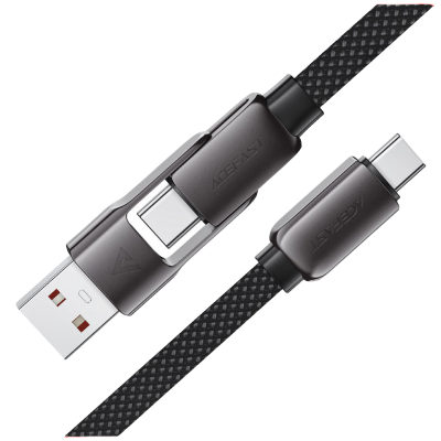 Picture of ACEFAST | C13-04 60W 2-in-1 USB-A/USB-C to USB-C Charging & Data Cable | USB 2.0 480 Mbps | 1.2m Nylon-Braided | Zinc-Alloy Connectors, 10,000-Bend Tested | For Android, iPad & Laptops.