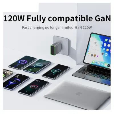 Picture of Tranyoo | T-EU8C | 120W GaN USB-C Fast Charger | Single Type-C Port | 100–240V Global Voltage | PD/QC Multi-Protocol Support | 8-Point Safety | Compact EU Plug | Includes Braided USB-C Cable | For Android, iPhone 15 & Laptops