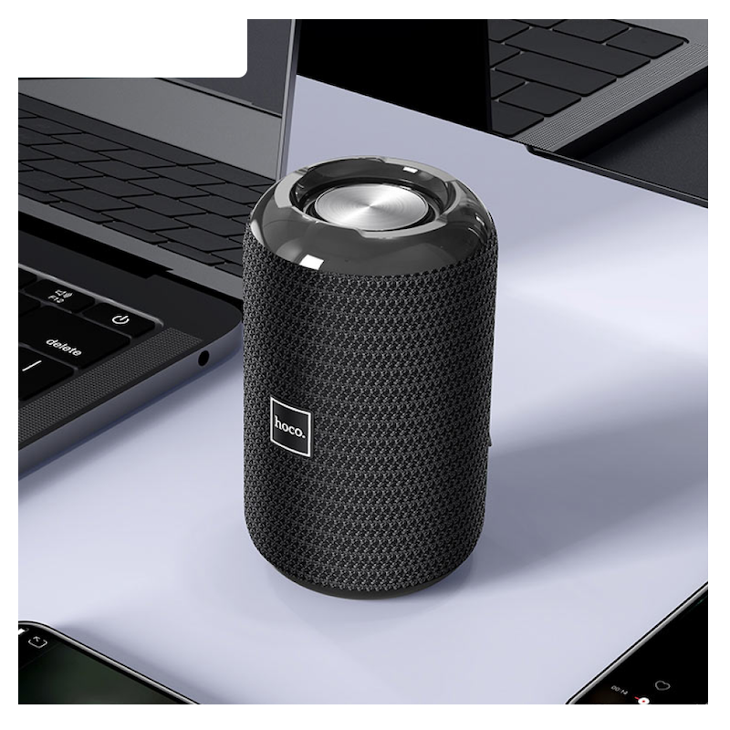 Picture of Hoco HC1 Trendy Sound Portable Bluetooth Speaker | BT 5.0 (JL Chip) | Dual 52 mm/5 W Audio | 1200 mAh Battery | 4 H Playback | TWS Stereo, FM, TF‑Card, USB, AUX | IPX5 Splash‑Resistant