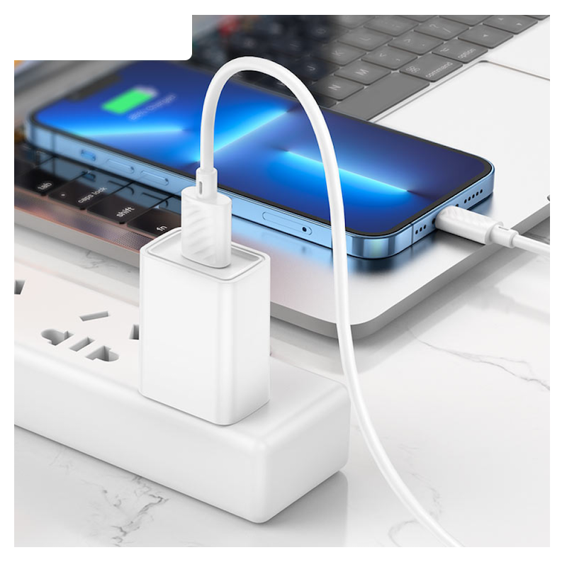 Picture of Hoco X88 USB‑A → Lightning Cable | 1 m Heavy‑Duty PVC | 2.4 A Fast Charge & 480 Mbps Data Sync | 4‑Core 3.5 mm OFC Wire | Durable Connectors | iPhone & iPad Compatible