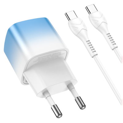 Picture of HOCO | C101A | 20W PD Fast Charging | 1 m Type‑C to Type‑C Cable | QC/AFC/FCP Support | Compact Travel Charger