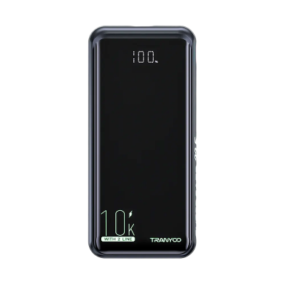 Picture of Tranyoo T‑K16 | 10,000 mAh Power Bank 22.5 W Fast Charge | Built‑in USB‑C & Lightning Cables | Digital LED Display, Ultra‑Slim, Multiple Device Charging