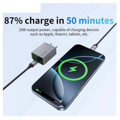 Picture of Tranyoo | T-EU7C | 20W Fast Charging Adapter with USB-C to USB-C Cable | PD Quick Charger | Compact EU Plug | Safe & Reliable for Smartphones, Tablets, and Other Type-C Devices