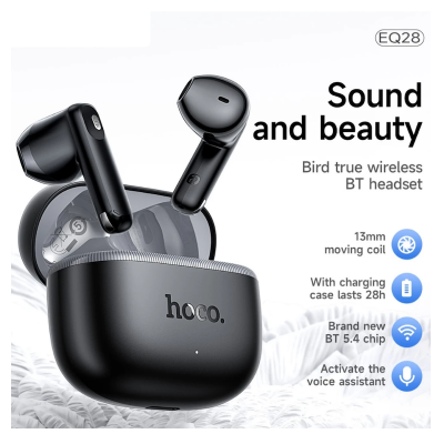 Picture of HOCO | EQ28 Bird | Bluetooth 5.4 TWS Wireless Earbuds | 7h Playtime | 320mAh Charging Case, 40mAh Earbuds | Hall Switch Auto-Pair, Touch Control, Mic | For Android & iPhone