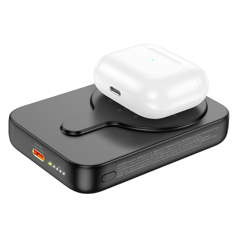 Picture of HOCO | J117A Esteem 10000mAh Magnetic Wireless Power Bank | PD 20W USB-C + 15W/10W/7.5W/5W Wireless (MagSafe 7.5W) | Type-C 18W Input | LED Power/Fast-Charge Indicator | For iPhone 12-15 & Android