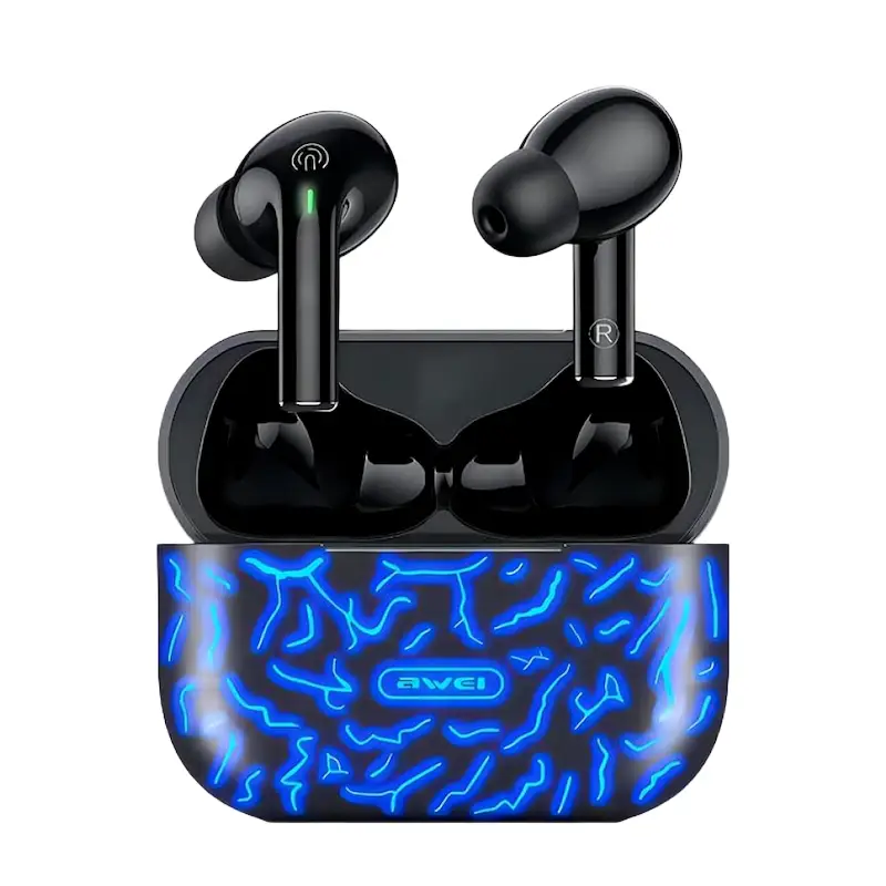 Picture of Awei | T29 Pro TWS Wireless Earbuds | Bluetooth 5.2 (AB1562F) | Up to 8h Playtime, 500mAh Charging Case | Type-C Fast Charging, RGB Gaming Case, Low-Latency Mode | For Android & iPhone