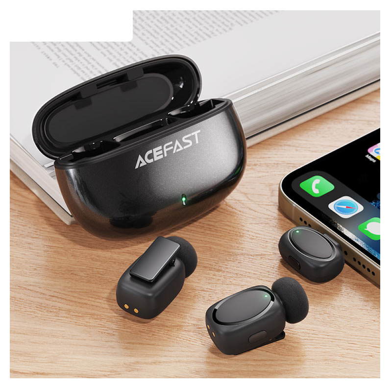 Picture of ACEFAST | R2 Wireless Lavalier Microphone (2TX + 1RX, USB-C Receiver) | 360° Omnidirectional | AI Noise Reduction | 30ms Low Latency, 15m Range | 300mAh Case + 60mAh Mics (~4h, ~20h Total) | For Android & iPhone 15/16