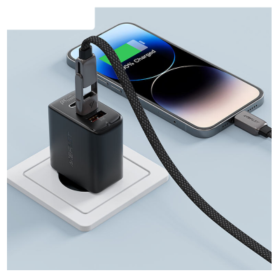 Picture of ACEFAST | C13-04 60W 2-in-1 USB-A/USB-C to USB-C Charging & Data Cable | USB 2.0 480 Mbps | 1.2m Nylon-Braided | Zinc-Alloy Connectors, 10,000-Bend Tested | For Android, iPad & Laptops.