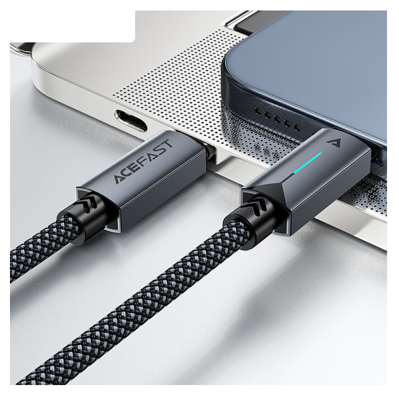 Picture of ACEFAST | C19-03 | 60W USB-C to USB-C Cable | PD 20V/3A Fast Charging | 1.2m Nylon-Braided | Aluminum Alloy Connectors | Blue Power Indicator | USB 2.0 Data Sync | Type-C to Type-C for Phones, Tablets & Laptops