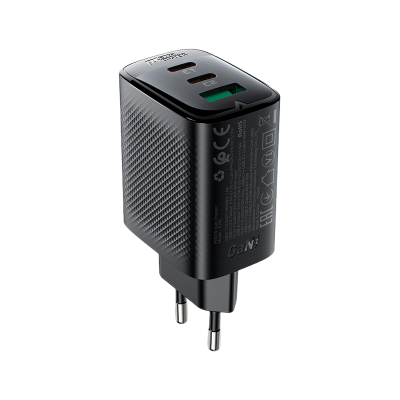 Picture of ACEFAST | A108 | 67W GaN Fast Wall Charger | 2×USB-C (PD/PPS up to 67W) + USB-A 22.5W | 45W+20W / 45W+18W Split | 100–240V EU Plug | Multi-Protocol PD3.0/QC4+ | Fast Charger for Android, iPhone 15 & iPad