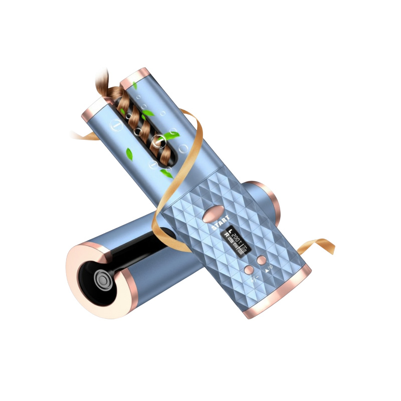 Picture of Automatic Curling Iron, Cordless Hair Curler, Auto Rotating Ceramic Hair Wand Curler w/ 6 Temp & Timer, Anti-Scald & Anti-Tangle, Portable Rechargeable Hair Curlers, Fast-Heating Hair Styling Tool