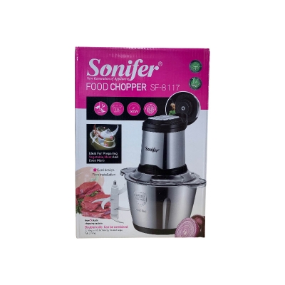 Picture of Sonifer  FOOD CHOPPER SF-8117  SBLADE  3.0L  500W  Ideal For Preparing Vegetable, Meat And Even More | Card design. Firm installation New S blade  chopping system  Double knife, Can be combined  30 °Angle knife technology. No dead angle, Full stirring.