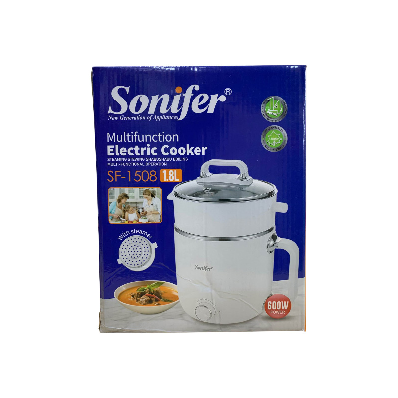 Picture of Sonifer  New Generation of Appliances  Multifunction Electric Cooker  STEAMING STEWING SHABUSHABU BOILING MULTI-FUNCTIONAL OPERATION  SF-1508  1.8L  With steamer - 600W POWER