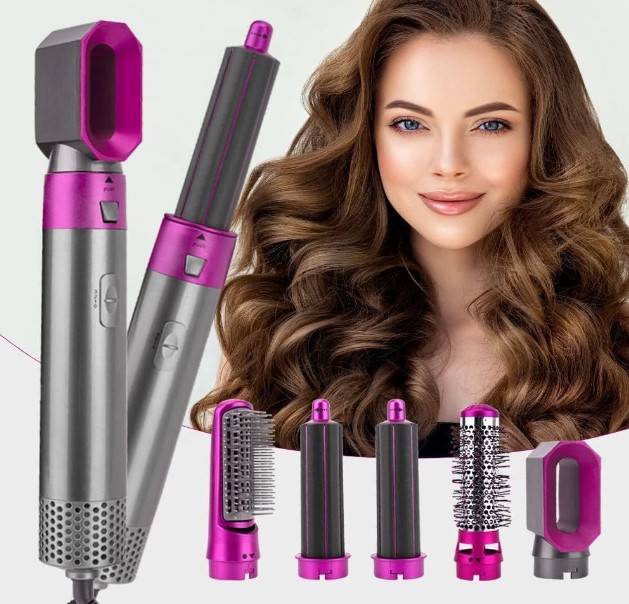Picture of 5 in 1 Hot Air Styler Hair Dryer Comb Multifunctional Styling Tool for Curly Hair machine for Straightening Curling Drying Combing Scalp Massage Styling