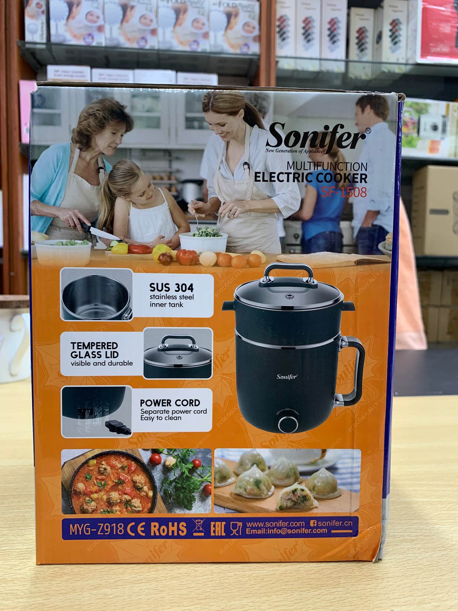 Picture of Sonifer  New Generation of Appliances  Multifunction Electric Cooker  STEAMING STEWING SHABUSHABU BOILING MULTI-FUNCTIONAL OPERATION  SF-1508  1.8L  With steamer - 600W POWER