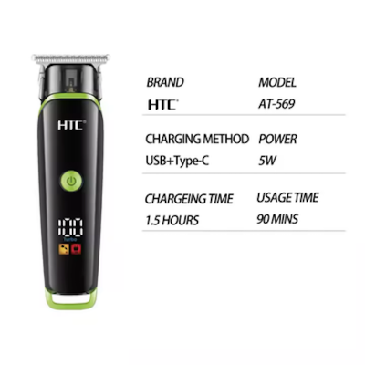 Picture of HTC AT-569 Rechargeable Hair Clipper Hair Trimmer Precision Trimming zero Cutting with Lithium Battery