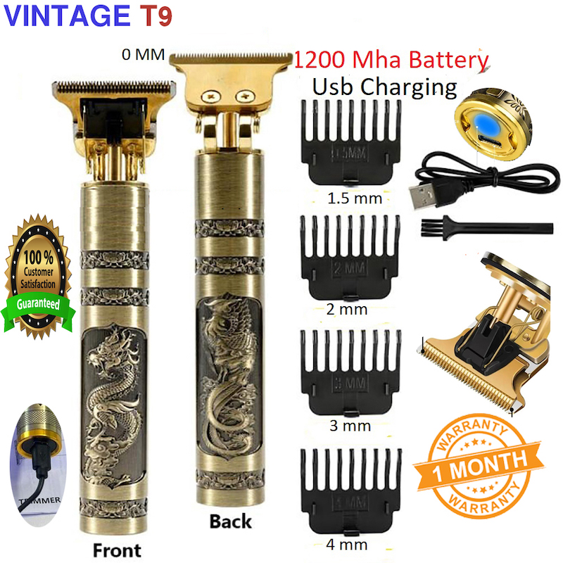 Picture of T9 Vintage USB C Type cable with Rechargeable Hair Trimmer metal body For Men and Women